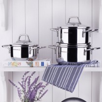Cratita inox, cu capac, 24cm/7,8L, "Perla" - Korkmaz