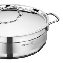 Tigaie saute, inox, cu capac, 30cm/7L, "Alfa" - Korkmaz