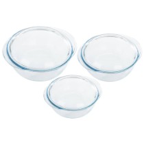 Set 3 caserole rotunde, cu capac, din sticla termorezistenta - PYREX