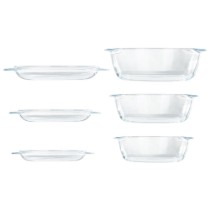 Set 3 caserole rotunde, cu capac, din sticla termorezistenta - PYREX