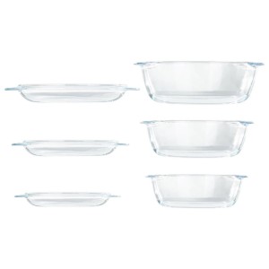 Set 3 caserole rotunde, cu capac, din sticla termorezistenta - PYREX