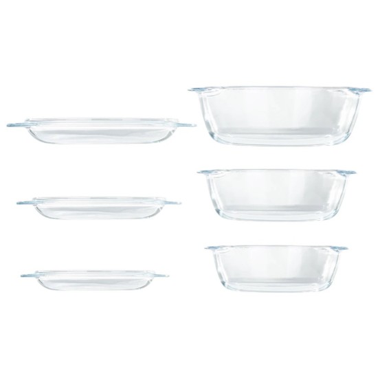 Set 3 caserole rotunde, cu capac, din sticla termorezistenta - PYREX