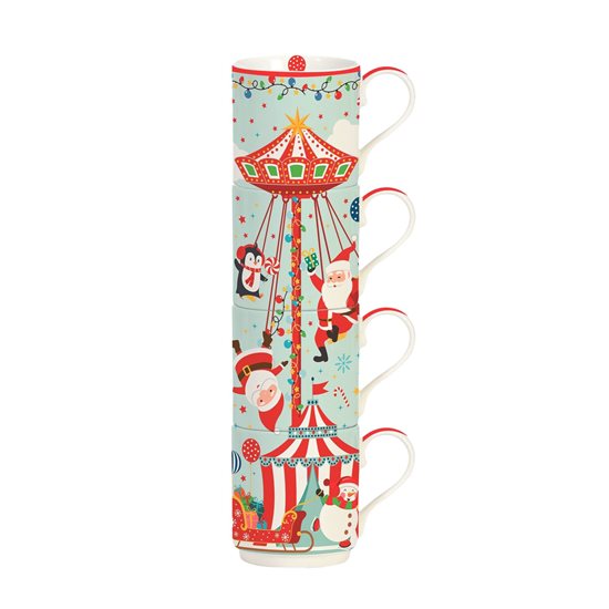 Set 4 cani portelan, 275ml, "SANTA'S CAROUSEL" - Nuova R2S