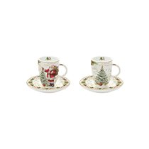 Set 2 cesti cafea, portelan, 50 ml, cu farfurioare, "MAGIC CHRISTMAS" - Nuova R2S