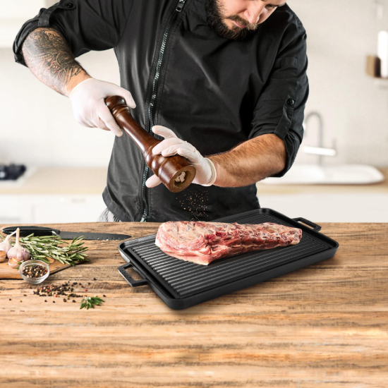 Grill reversibil, fonta, 43 x 28 cm - LAVA