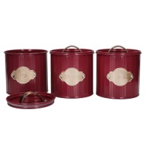 Set 3 recipiente pentru ceai, cafea si zahar, 1L, Burgundy - Kitchen Craft