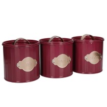 Set 3 recipiente pentru ceai, cafea si zahar, 1L, Burgundy - Kitchen Craft
