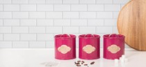 Set 3 recipiente pentru ceai, cafea si zahar, 1L, Burgundy - Kitchen Craft