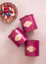 Set 3 recipiente pentru ceai, cafea si zahar, 1L, Burgundy - Kitchen Craft