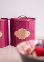 Set 3 recipiente pentru ceai, cafea si zahar, 1L, Burgundy - Kitchen Craft