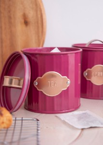 Set 3 recipiente pentru ceai, cafea si zahar, 1L, Burgundy - Kitchen Craft