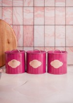 Set 3 recipiente pentru ceai, cafea si zahar, 1L, Burgundy - Kitchen Craft