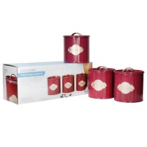 Set 3 recipiente pentru ceai, cafea si zahar, 1L, Burgundy - Kitchen Craft