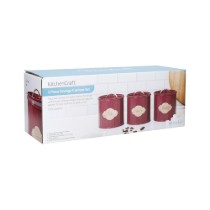 Set 3 recipiente pentru ceai, cafea si zahar, 1L, Burgundy - Kitchen Craft
