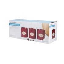 Set 3 recipiente pentru ceai, cafea si zahar, 1L, Burgundy - Kitchen Craft