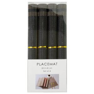 Set 4 suporturi farfurii (naproane), 45 x 30 cm, Negru