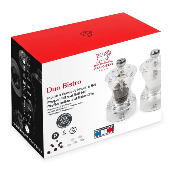 Set 2 rasnite sare si piper, 10 cm, acrilic, "Bistro" - Peugeot