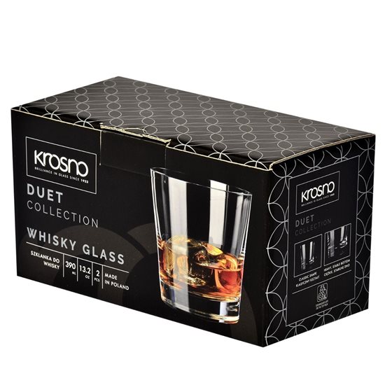 Set 2 pahare whisky, sticla, 390ml, "Duet" - Krosno