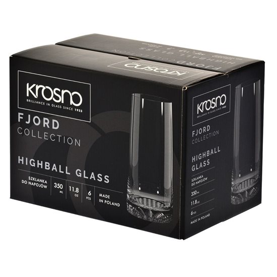 Set 6 pahare inalte, sticla cristalina, 350ml, "Fjord" - Krosno