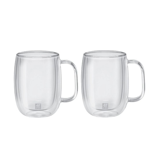 Set 2 cani cafea, cu perete dublu, sticla, 355ml, "Sorrento Plus" - Zwilling