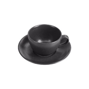 Ceasca pentru ceai cu farfurioara, portelan, 250ml, "Seasons", Negru - Porland