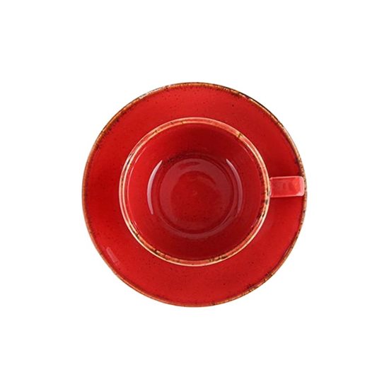 Ceasca pentru ceai cu farfurioara, portelan, 207ml, "Seasons", Rosu - Porland