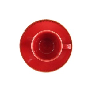 Ceasca pentru cafea cu farfurioara, portelan, 80ml, "Seasons", Rosu - Porland