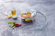 Vas rotund cu capac, din sticla termorezistenta, 3,5 L + 1,4L, "Classic" - Pyrex