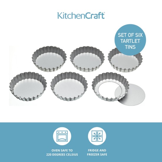 Set 6 forme pentru mini-tarte, inox - Kitchen Craft