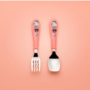 Set tacamuri copii, 2 piese, inox, "Infant", Roz - Cuitisan