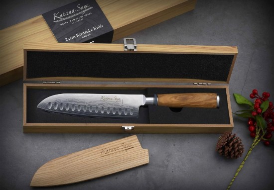 Cutit Santoku, otel, 18 cm, "Katana Saya" - Grunwerg