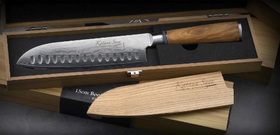 Cutit Santoku, otel, 18 cm, "Katana Saya" - Grunwerg