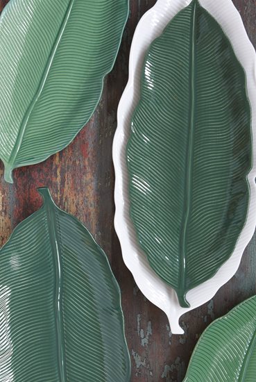 Platou 39 x 16 cm portelan "Tropical Leaves Green" - Nuova R2S