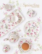 Ceasca si farfurioara, portelan, 200ml, "Spring Time" - Easy Life