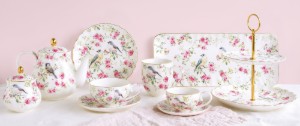 Platou prajituri, cu 2 niveluri, portelan, 16/21 cm "Spring Time" - Nuova R2S
