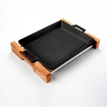 Tava grill fonta, 26x32 cm, cu suport din lemn - LAVA