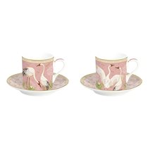 Set 2 cesti cafea cu farfurioara, portelan, 75ml, "Dancing Herons" - Nuova R2S