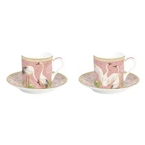 Set 2 cesti cafea cu farfurioara, portelan, 75ml, "Dancing Herons" - Nuova R2S