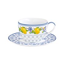 Ceasca ceai cu farfurioara, portelan, 240ml, "Positano" - Nuova R2S