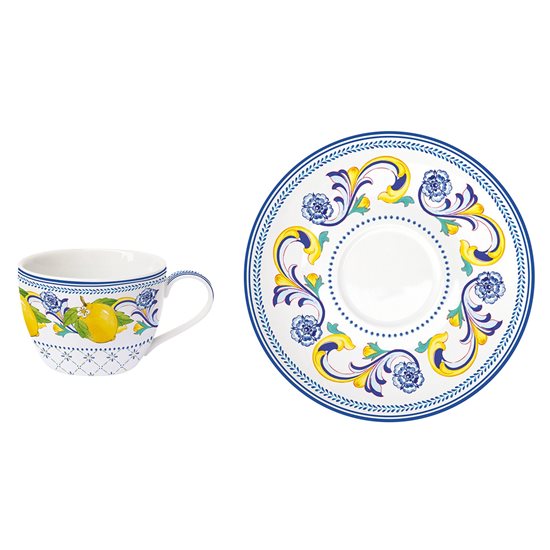 Set 2 cesti cafea cu farfurioara, portelan, 110ml, "Positano" - Nuova R2S