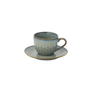 Ceasca cafea cu farfurioara, portelan, 110ml, "Drops Celadon" - Nuova R2S