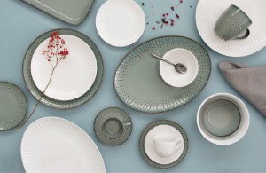 Cana portelan, 350ml, "Drops Celadon" - Nuova R2S