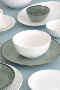 Farfurie desert, portelan, 21cm, "Drops Celadon" - Nuova R2S