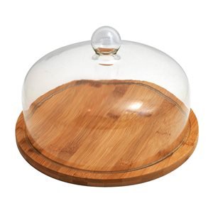 Platou servire branzeturi, 29 cm, cu capac din sticla - Zokura