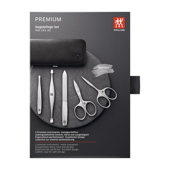 Set 5 piese inox satinat, etui piele neagra - Zwilling TWINOX