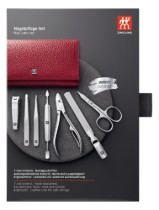 Set manichiura 7 piese, portofel piele, cu capsa, Rosu - Zwilling Classic Inox
