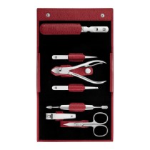 Set manichiura 7 piese, portofel piele, cu capsa, Rosu - Zwilling Classic Inox