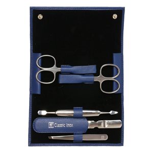 Set manichiura 5 piese, portofel piele, cu capsa, Albastru - Zwilling Classic Inox