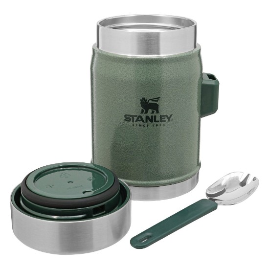 Recipient vidat, inox, cu tacam, 400ml, "Classic Legendary", Hammertone Green - Stanley