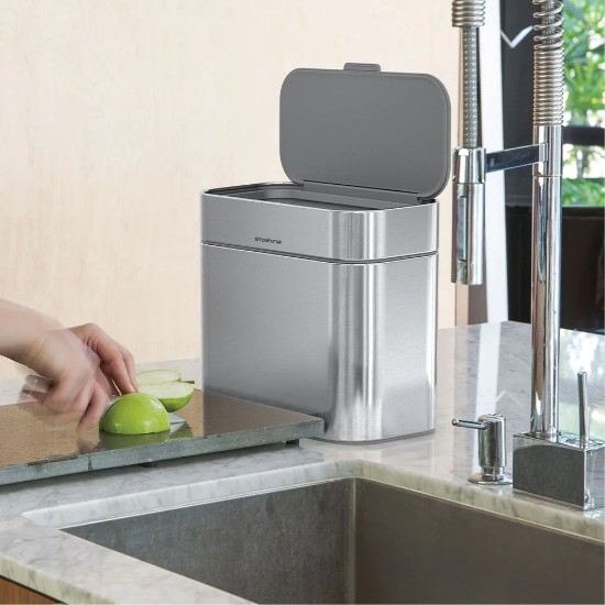 Cos pentru compost, 4L, inox periat - simplehuman